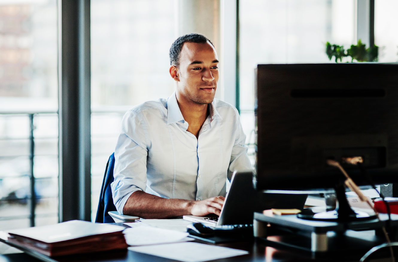 Man using computer in office